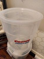 Front view showing Costco Business Center logo on clear container