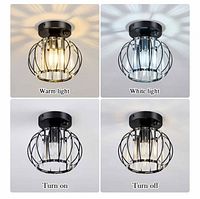 Marketing image showing installed light with warm and white light examples, fixture design clearly visible