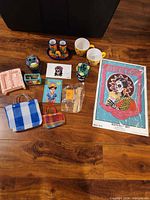 All items laid out on floor showing variety