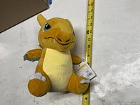 Front view of Charizard plush with ruler and hang tag for scale and condition