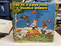 Front cover of "You're a Good Man, Charlie Brown" vinyl album, showing title and full-color Peanuts artwork