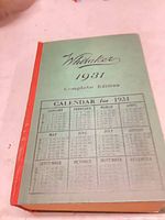 Front cover showing title, year and calendar