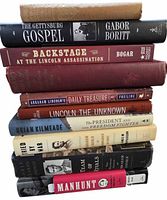 Stack of ten Abraham Lincoln themed books showing spines and titles
