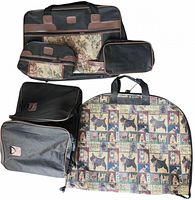 Group shot showing all five tapestry luggage pieces