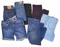Group shot of all denim items laid out