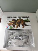 Box top showing Triceratops Eurycephalus artwork and Tamiya branding