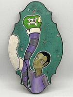 Full view of shaped panel painting showing entire composition
