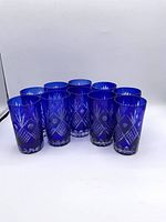 Front view showing all ten glasses and cut pattern