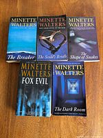 Five Minette Walters paperbacks laid out front covers visible