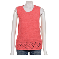 Front view of coral knit sleeveless tank top on mannequin