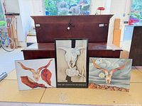 All three O’Keeffe reproductions displayed together, showing relative sizes and framing