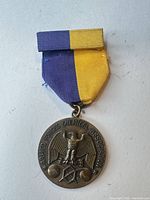 Front view of medal and two-tone ribbon