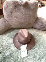 Top view of brown wool felt fedora hat