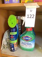 Shelf view with Bissell Spotlifter and Clorox spray bottle