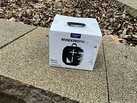 Front of sealed retail box showing Ultimate Ears Wonderboom 3 speaker image