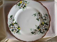 Front view of Royal Albert White Dogwood plate
