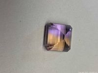 Rectangular octagon golden-purple ametrine front view