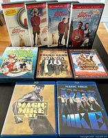 All nine DVD/Blu-ray cases front covers visible