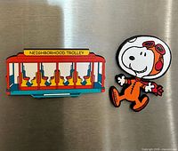 Front view of both magnets showing designs