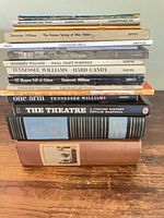 Stack of theatre books showing titles and authors