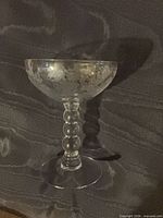 Side view showing etched bowl and triple-ball stem