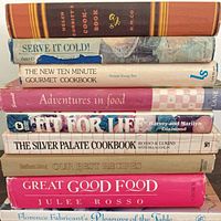 Stacked view of cookbook spines