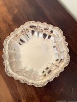 top view of silver plated serving bowl