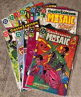 Stack of bagged Green Lantern Mosaic comic books showing issue #1 on top