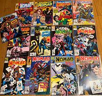 All 13 Nomad comic books laid out, issues #1-13