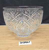 Front view of cut crystal bowl showing entire pattern