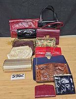 Group shot of all purses laid out on table