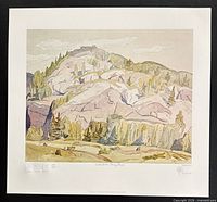 Full view of lithograph with border showing numbering and initials