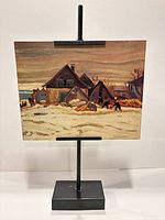 Front view of lithograph panel on stand