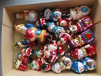 Box of 22 assorted small glass Christmas ornaments