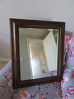 Front view of framed mirror showing frame color and glass condition