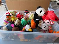 Bin containing all Ty plush items