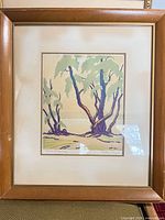 Sunday Morning watercolour print signed Payne in wood frame