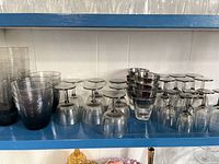Full shelf view showing all mixed glassware types