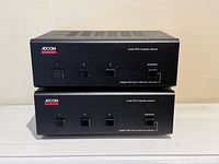 Front view of stacked ADCOM GFS-3 units showing all controls