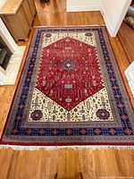 Full view of carpet showing overall design and dimensions