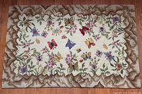 Full view of hooked rug showing overall pattern and size