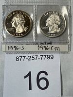Both 1996-S proof quarters in plastic sleeve