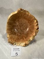 Full view of the burl bowl standing upright