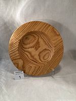 Front view of Garry oak bowl on stand