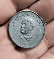 Obverse of token showing Lester B. Pearson portrait and year 1963