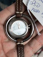 Front view of Uno de 50 watch showing dial, case, strap detail