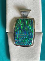 front view of rectangular opal inlay pendant