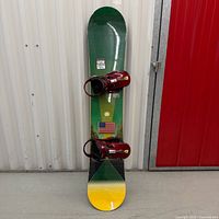 Full view of Burton Canyon snowboard with bindings