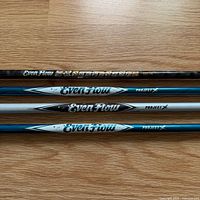 Shaft graphics showing EvenFlow branding and colour variations