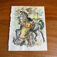 Full view of drawing showing knight, horse, landscape